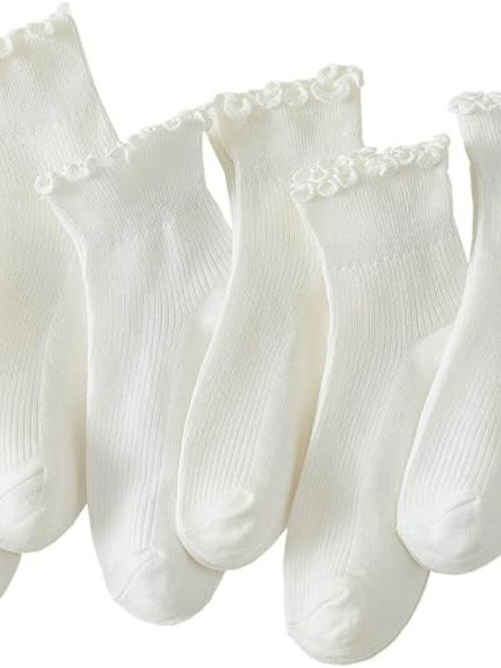 6 Pairs of Ruffle Socks Women, Cute Ruffle Ankle Socks